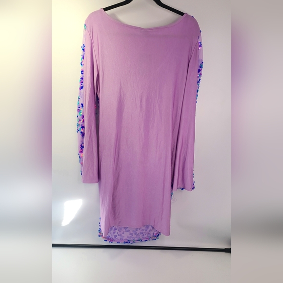 X plus wear purple plus size party see thru mini feather dress with  size XL - Picture 4 of 6